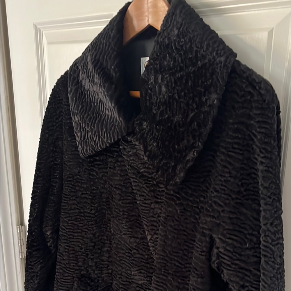 Talbots Black Teddy Jacket Plush pattern dress jacket size medium - Picture 3 of 12